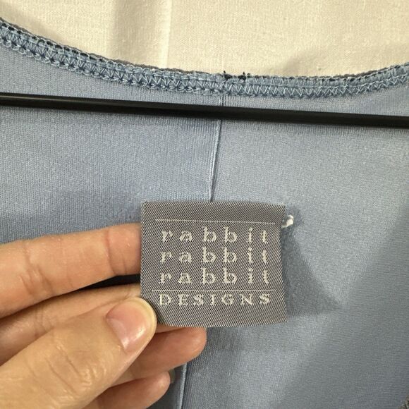 Rabbit Rabbit Rabbit Blue Arsty Babydoll Flutter Sleeve Top Womens Size 20W Y2K - Picture 3 of 10